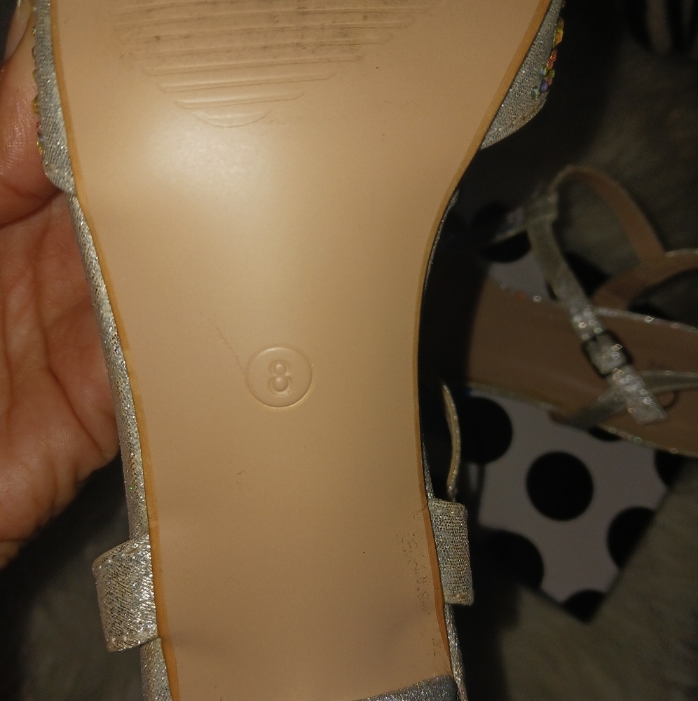 Bks Bakers Women silver rhinestone sandal heels - Picture 12 of 12